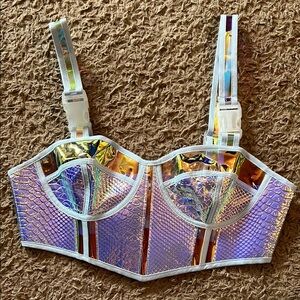 Club Exx Holographic Iridescent Bustier Top